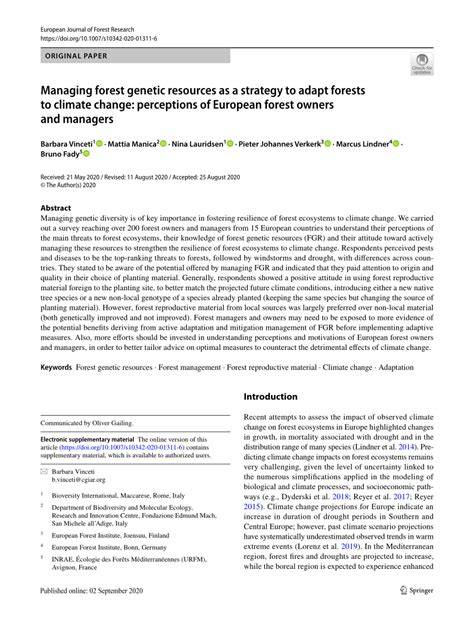 (PDF) Managing forest genetic resources for an … - raincitystudios.com
