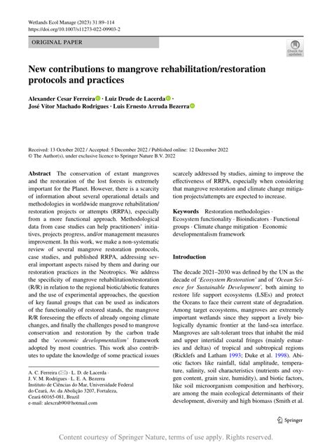 (PDF) Mangrove Rehabilitation and Restoration as ... - ResearchGate - raincitystudios.com