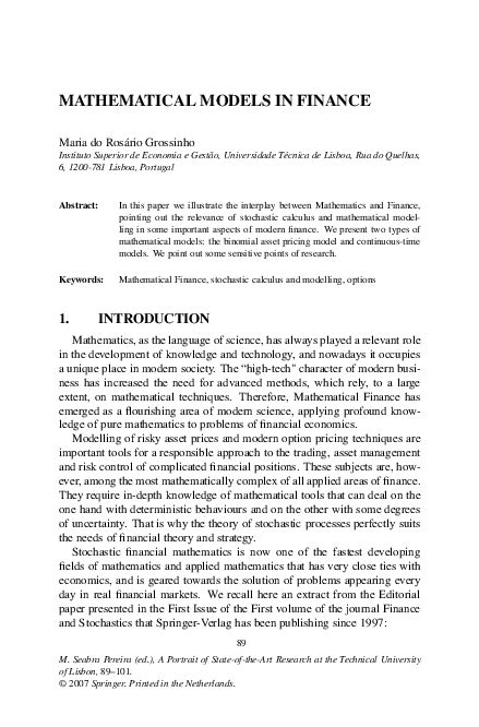 (PDF) Mathematical Models in Finance - Academia.edu - wintechmobiles.com