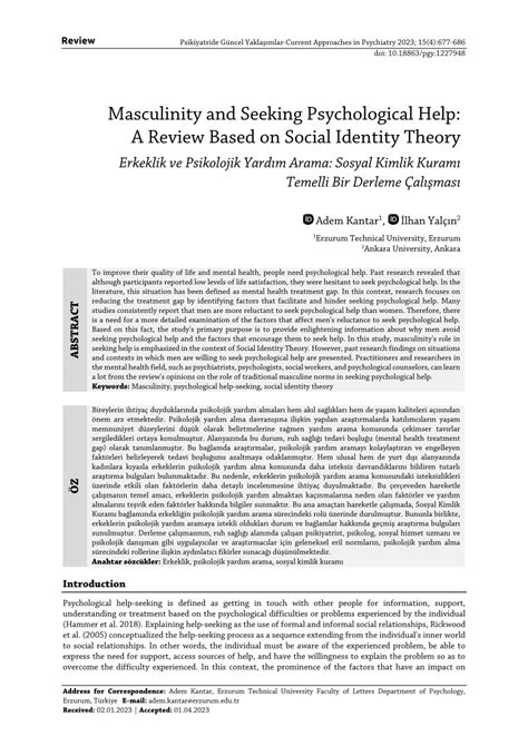 (PDF) Masculinity and Seeking Psychological Help: A.