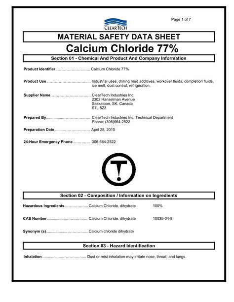 (PDF) Material Safety Data Sheet Calcium