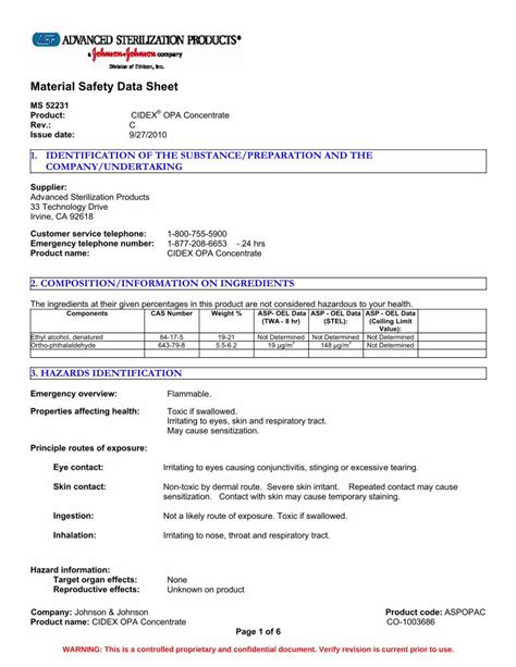 (PDF) Material Safety Data Sheet Hopkins Medicine Safety Data Sheet