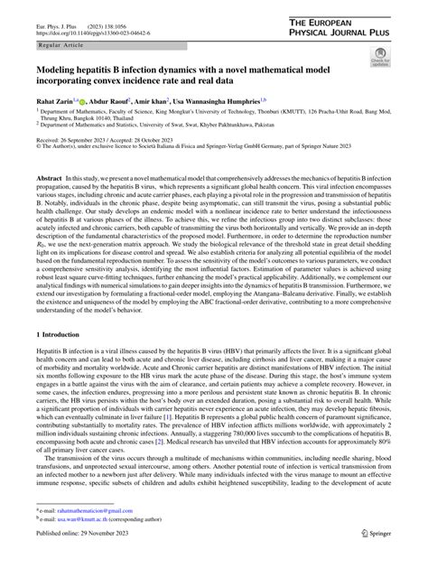 (PDF) Mathematical Modeling for Hepatitis B Virus: Would …