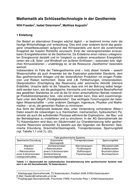 (PDF) Mathematik als Schlüsseltechnologie in der Geothermie