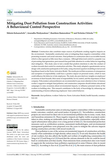 (PDF) Mitigating Dust Pollution from Construction Activities: A ...