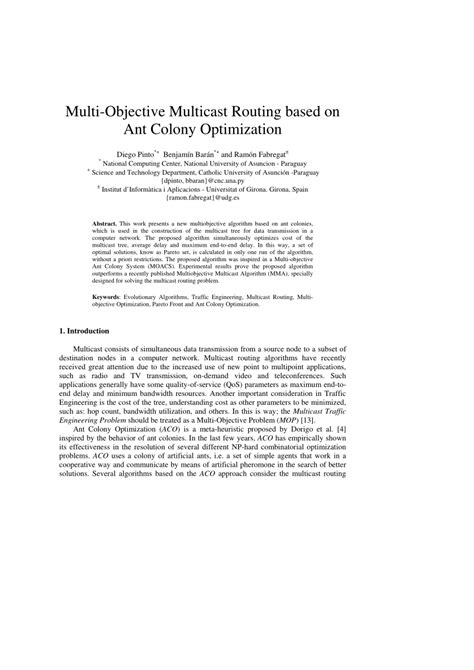 (PDF) Multi-Objective Multicast Routing based on Ant Colony ...