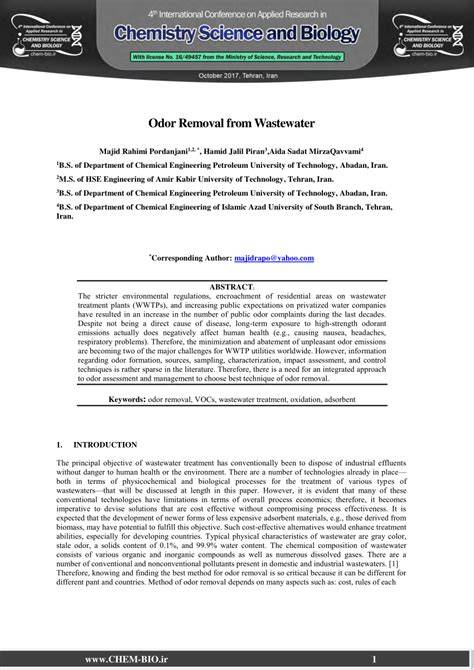 (PDF) Odor Removal from Wastewater - ResearchGate - raincitystudios.com