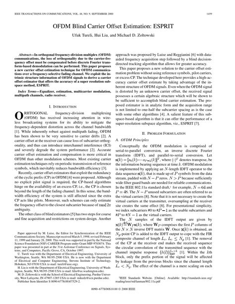 (PDF) OFDM blind carrier offset estimation: ESPRIT