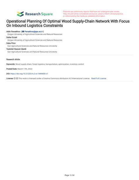(PDF) Operational Planning Of Optimal Wood Supply-Chain Network … - raincitystudios.com