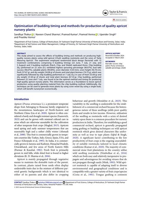 (PDF) Optimisation of budding timing and methods for production of ... - raincitystudios.com