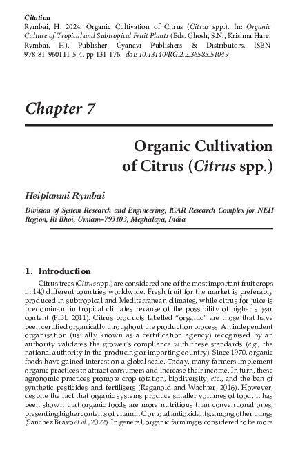 (PDF) Organic cultivation of citrus (Citrus spp.) - raincitystudios.com