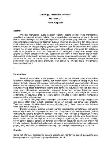 (PDF) Ontology / Taksonomi Informasi KRITERIA OTI - ResearchGate