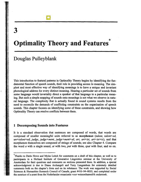 (PDF) Optimality theory and features - ResearchGate