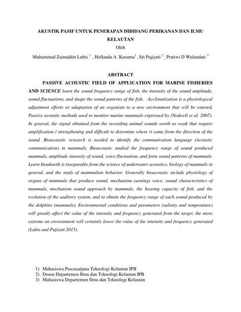 (PDF) Pasif acoustic in marine acoustic - ResearchGate - raincitystudios.com