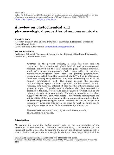 (PDF) Phytochemical and pharmacological properties of Annona muricata ... - raincitystudios.com