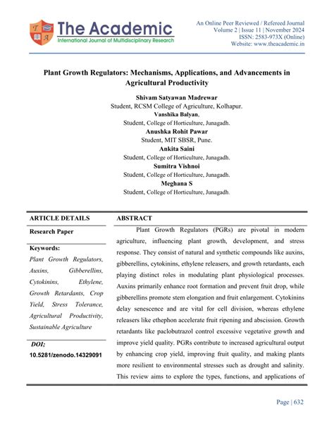 (PDF) Plant Growth Regulators: Mechanisms, Applications, and ... - raincitystudios.com