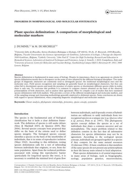 (PDF) Plant species delimitation: A comparison of … - raincitystudios.com