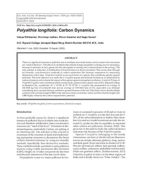 (PDF) Polyalthia longifolia: Carbon Dynamics - raincitystudios.com