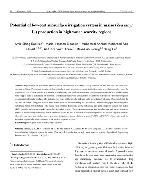 (PDF) Potential of low-cost subsurface irrigation system in maize (Zea ... - raincitystudios.com