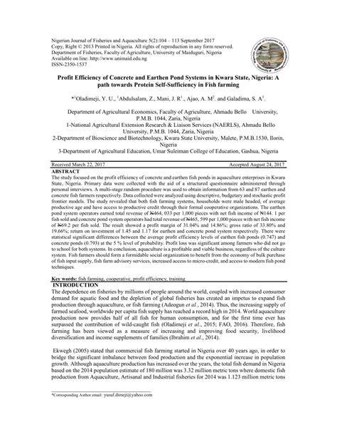 (PDF) Profit Efficiency of Concrete and Earthen Pond - raincitystudios.com