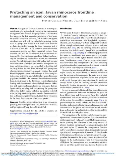 (PDF) Protecting an icon: Javan rhinoceros frontline management and ... - raincitystudios.com
