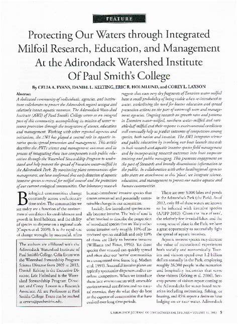 (PDF) Protecting our waters through integrated milfoil research ... - raincitystudios.com