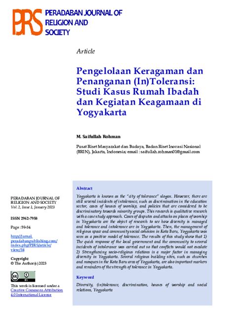 (PDF) Pengelolaan Keragaman dan Penanganan (In)Toleransi: …