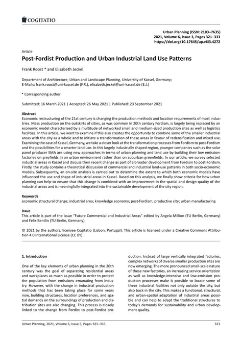 (PDF) PostFordist Production and Urban Industrial Land Use Patterns