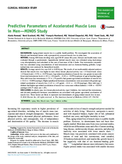 (PDF) Predictive Parameters of Accelerated Muscle Loss in …