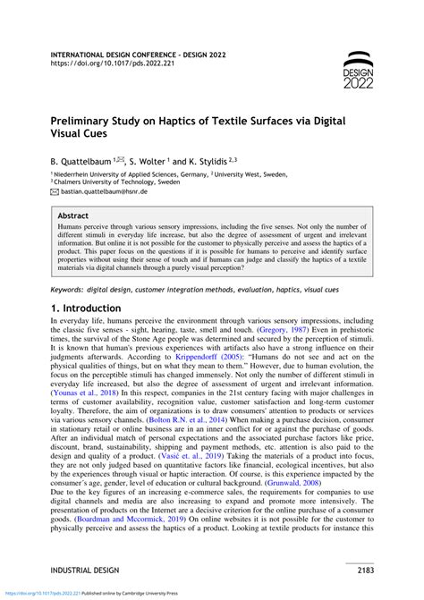 (PDF) Preliminary Study on Haptics of Textile Surfaces via Digital ...