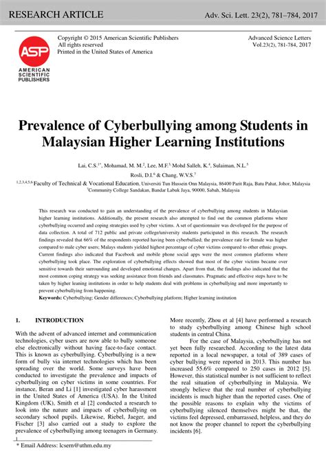 (PDF) Prevalence of Cyberbullying among Students …