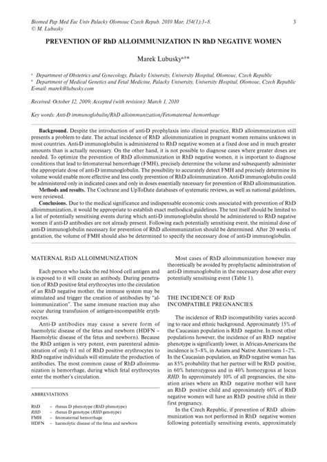 (PDF) Prevention of RhD alloimmunization in RhD negative women