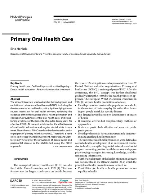 (PDF) Primary Oral Health Care - ResearchGate