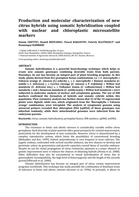 (PDF) Production and molecular characterization of new citrus …