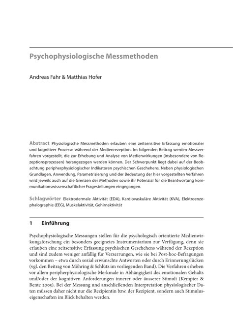 (PDF) Psychopysiologische Messmethoden - ResearchGate