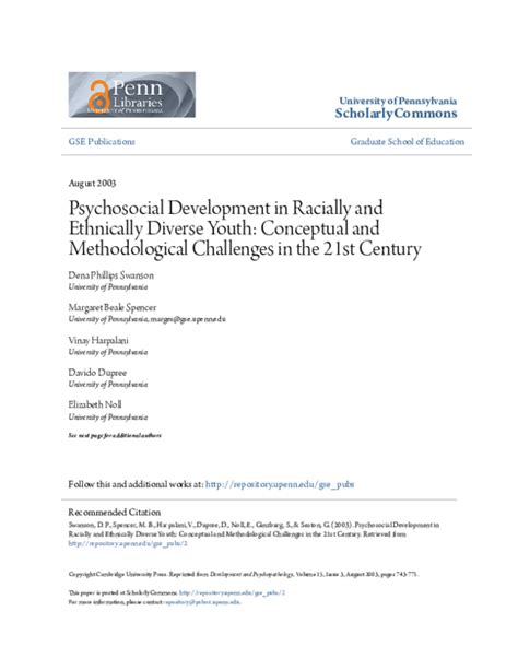 (PDF) Psychosocial Development in Racially and Ethnically Diverse Youth