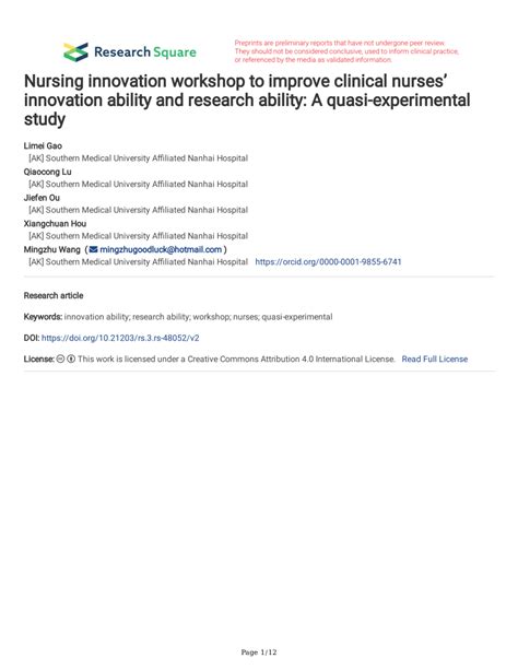 (PDF) Quasi-Experimental Study to Improve Nurses