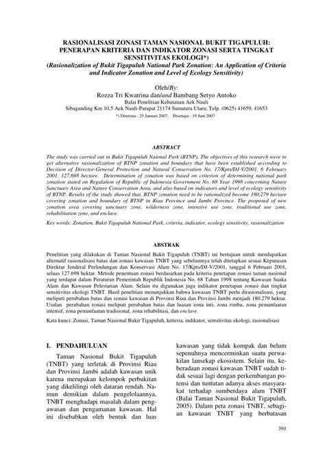 (PDF) RASIONALISASI ZONASI TAMAN NASIONAL … - raincitystudios.com