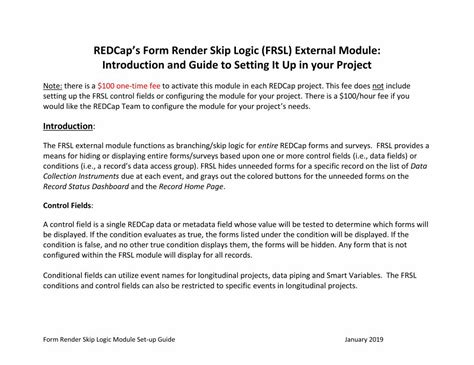 (PDF) REDCap’s Form Render Skip Logic (FRSL) External ModuleForm
