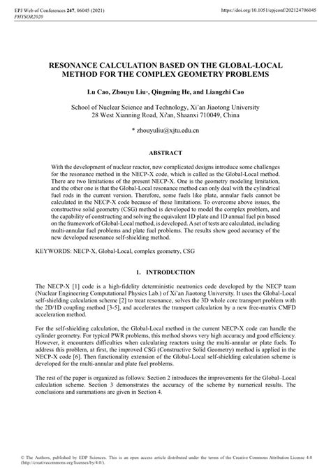 (PDF) RESONANCE CALCULATION BASED ON THE GLOBAL-LOCAL METHOD …