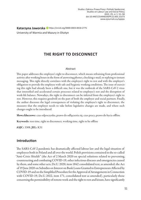 (PDF) RIGHT TO DISCONNECT - ResearchGate