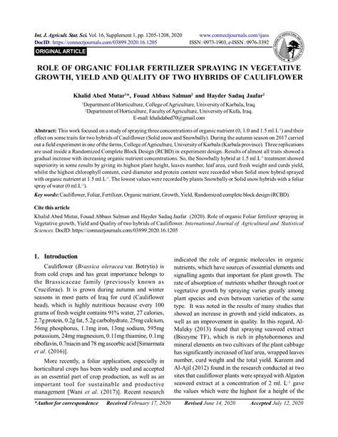 (PDF) ROLE OF ORGANIC FOLIAR FERTILIZER … - raincitystudios.com