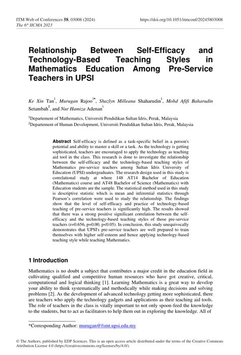 (PDF) Relationship Between SelfEfficacy and TechnologyBased Teaching