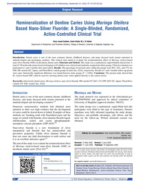 (PDF) Remineralization of Dentine Caries Using Moringa