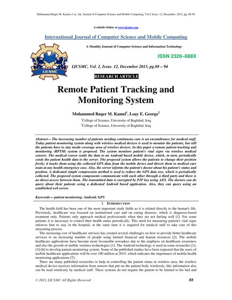 (PDF) Remote Patient Tracking and Monitoring System
