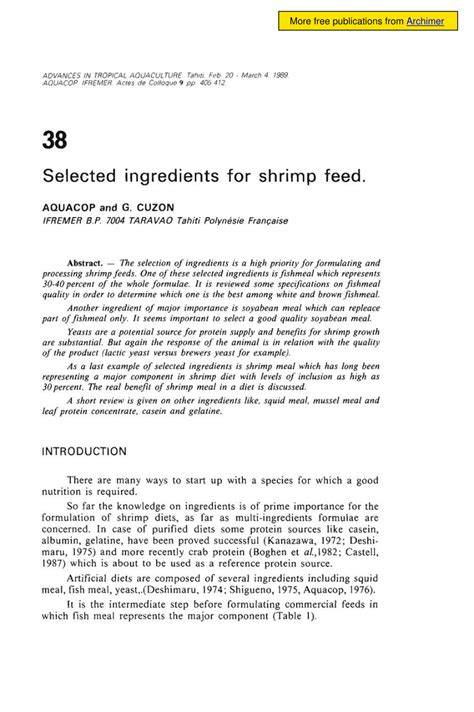 (PDF) Selected ingredients for shrimp feed - raincitystudios.com