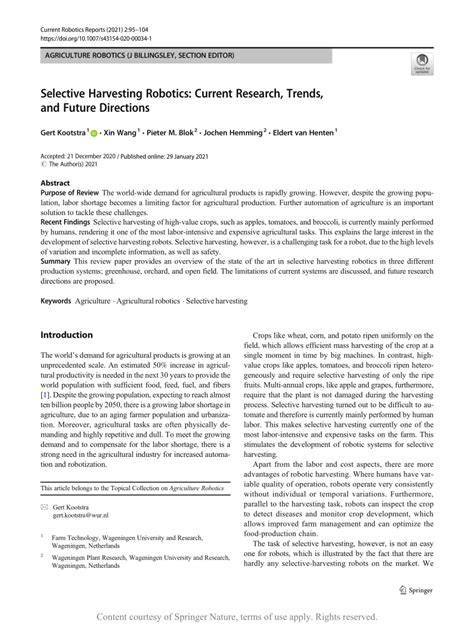 (PDF) Selective Harvesting Robotics: Current … - raincitystudios.com