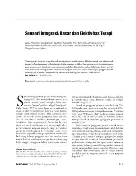 (PDF) Sensori Integrasi: Dasar dan Efektivitas Terapi - wintechmobiles.com