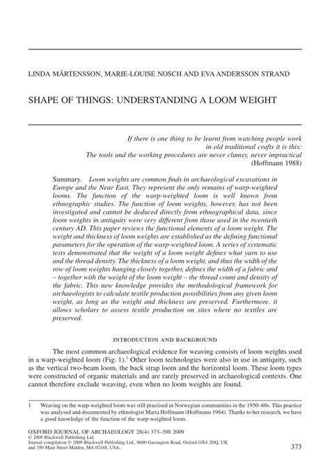 (PDF) Shape of Things. Understanding a Loom Weight - wintechmobiles.com