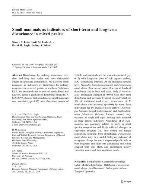 (PDF) Small mammals as indicators of climate, … - raincitystudios.com